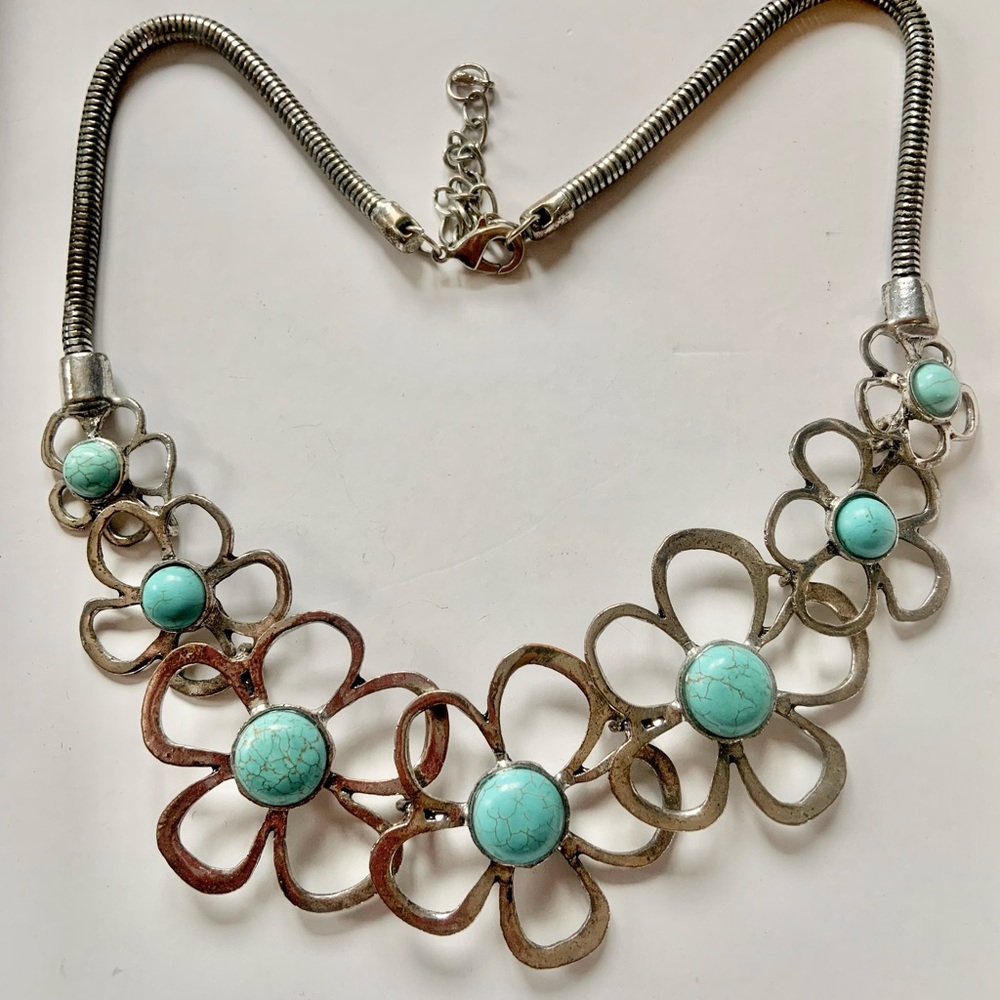 Costume statement piece  18” necklace with blue Howlite